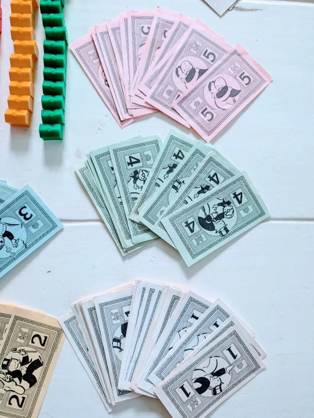 VTG 1990 Monopoly Junior Replacement Parts Lot Cars Houses Money Chance Card